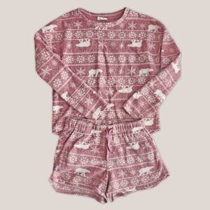 Cozie by Pink Rose Pajama Set in Pink - Soft Shorts Loungewear Set Polar Bears